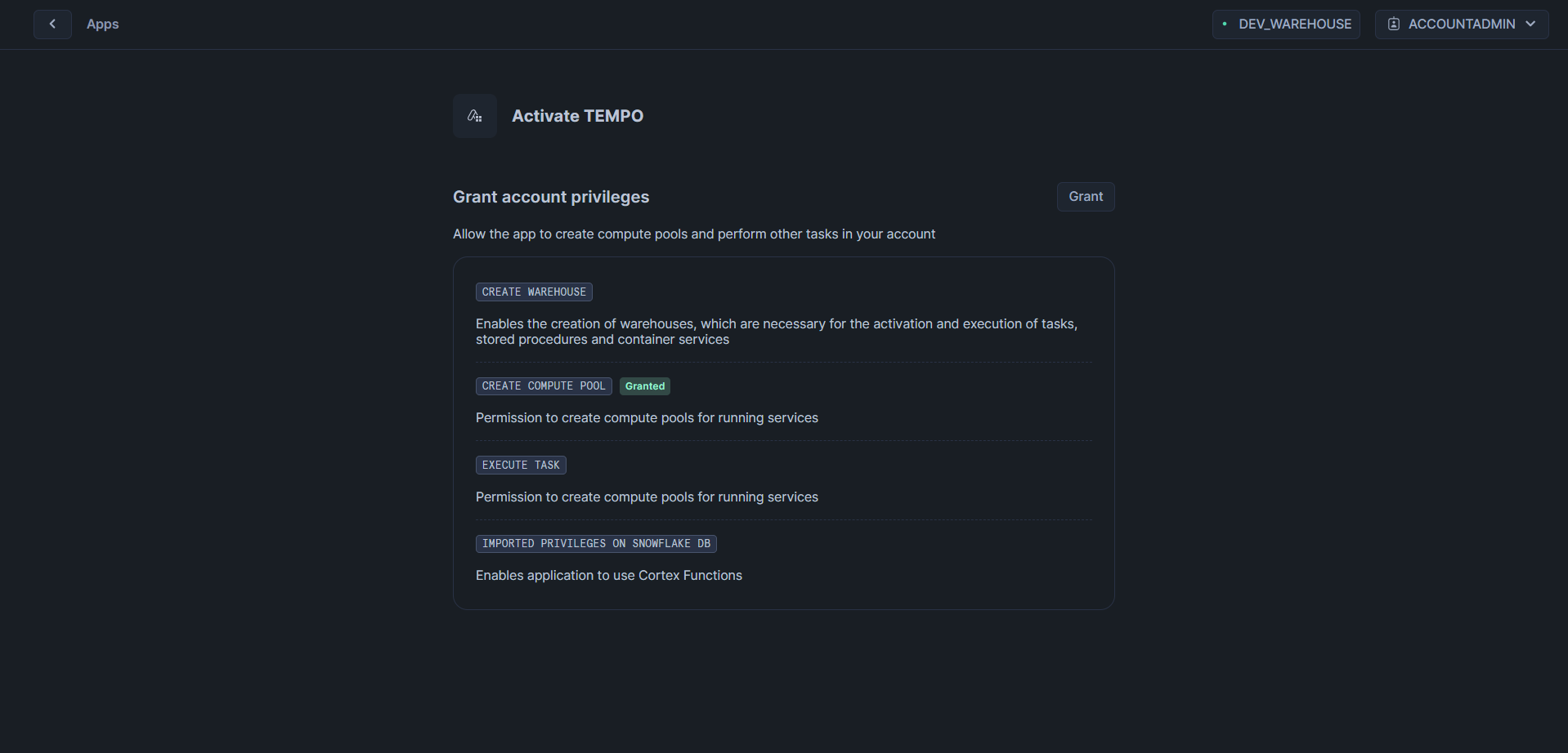 permissions page